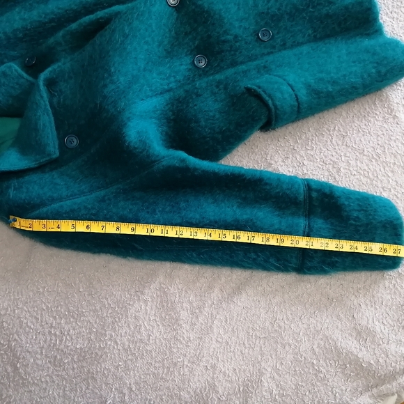 Vintage Paul Levy Mohair Wool Coat in Teal Blue. - Picture 6 of 16